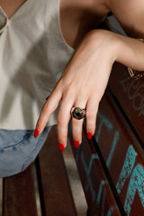 anillo tipo sello irregular plata