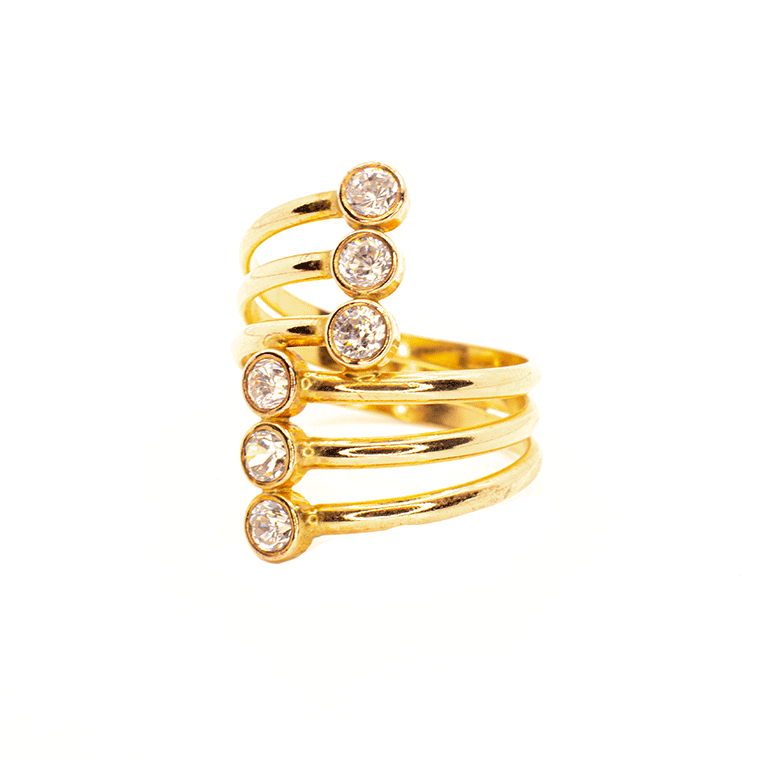 Anillo dorado circonita