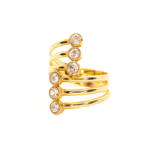 Anillo dorado circonita