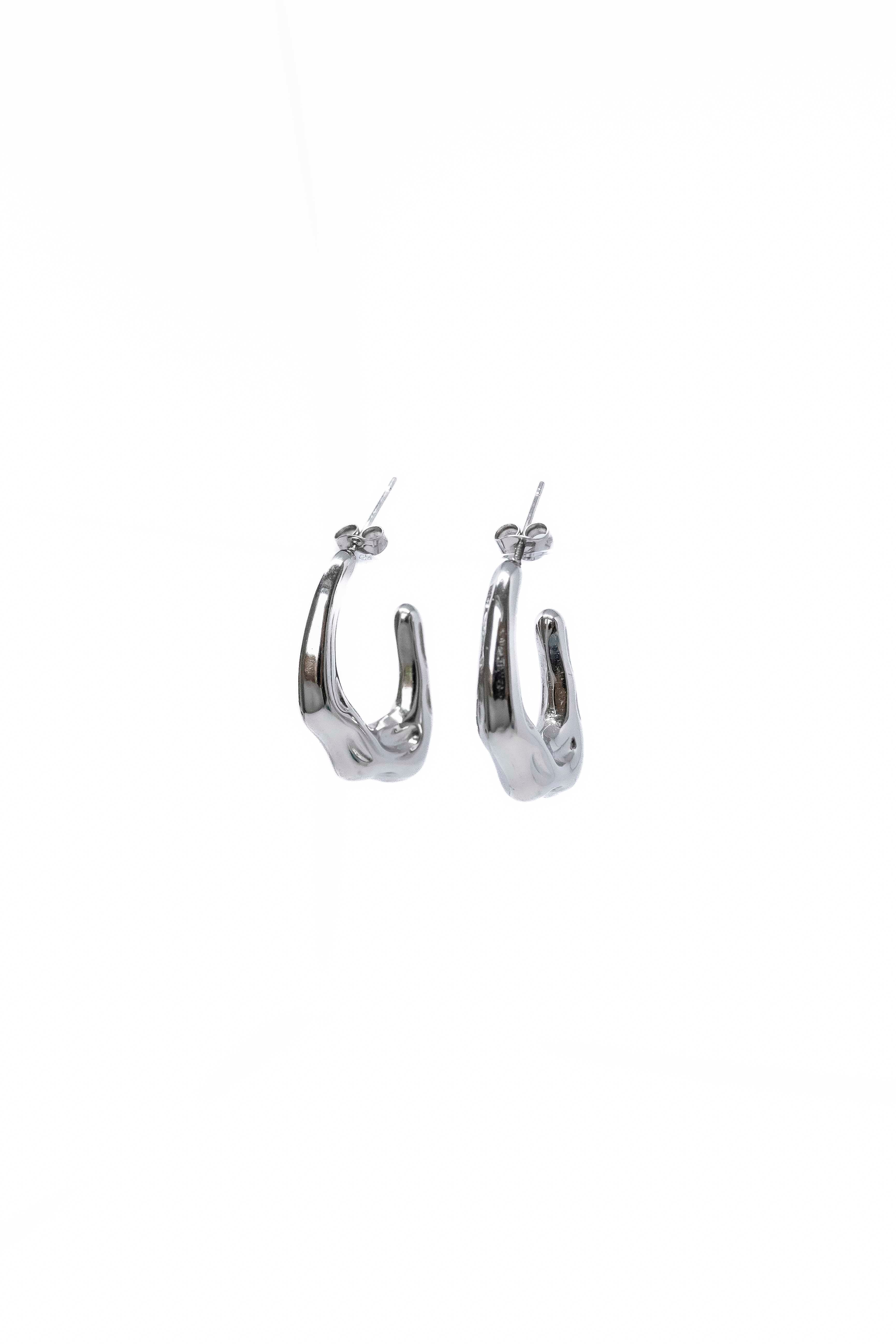 Pendientes de aro estilo chunky, acero plata. 